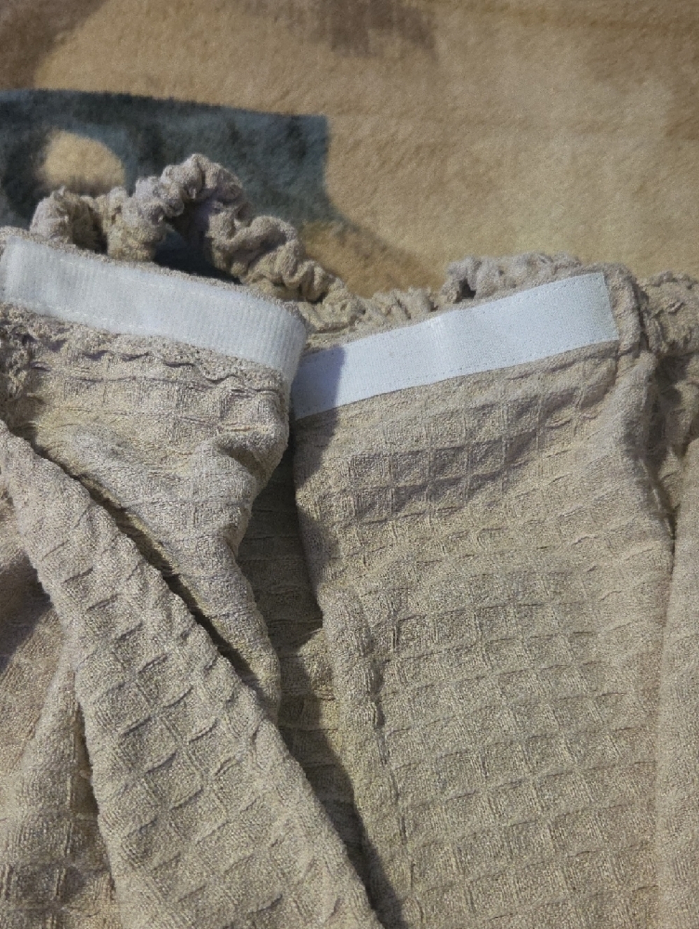 Beige Textured Waffle Knit Women's After Bath Robe - Picture 9 of 9